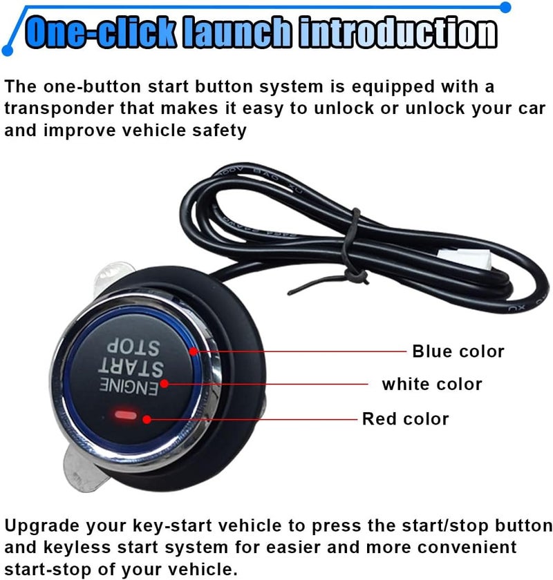 BDZMC Car Push Engine Start Button Kit, Upgrade Push to Start Ignition Kit, Smart Keyless Go System for Most DC12V Cars - Image 3